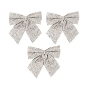 Božične bleščeče srebrne pentlje – 12 cm, 3 kos