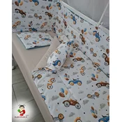 Bubamara037 Set posteljine za krevetac sa ravnom ogradicom Autici, Bež