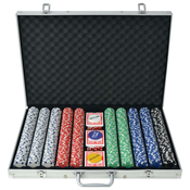 VIDAXL poker set s 1000 žetoni, aluminij