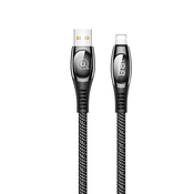 USAMS podatkovni kabel U36 SJ386 Lightning 2A dožina 1,2 m z digitalnim zaslonom - črn