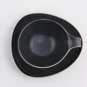 DUKA Skodelica s krožnikom 350 ml Grafitni porcelan Time Black