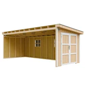 Timbela Vrtna hišica vrhunske kakovosti 14,3 m2 - V231x248x648 cm - Brez tal in stranske stene - Timbela M941B-HARVEST HONEY, (5000117254)