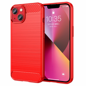 Ovitek za iPhone 14 Plus Carbon vzorec, rdeč