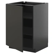 METOD Podni element s policama, Crnosiva/Nickebo boja antracita, mat, 60x60 cm