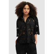 Košulja AllSaints CHARLI EMB za žene, boja: crna, relaxed, s klasičnim ovratnikom, W042PA