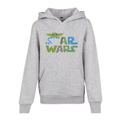 Childrens colorful Star Wars logo with hood heather gray