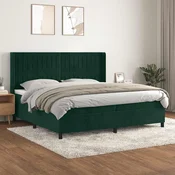 vidaXL Box spring postelja z vzmetnico temno zelena 200x200 cm žamet