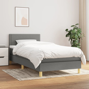 Greatstore Box spring postelja z vzmetnico temno siva 90x190 cm blago