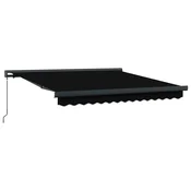 Vidaxl Vlečna tenda Črna 350 x 250 cm Platno in aluminij