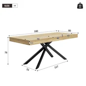 SONNENH Jedilna miza, 180 x 80 cm, MDF, hrast, 180 x 80 x 76 cm, za jedilnico