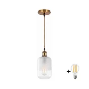 BRILAGI - LED luster na sajli RETRO GLASS 1xE27/60W/230V precnik 14 cm zlatna/bela