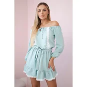 Shoulder dress and lace dark mint