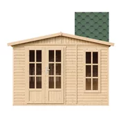 Timbela Lesena vrtna hiša - H232x332x222 cm/6 m2 - Vrtna pisarna s podom in bitumenskimi ploščicami - TIMBELA M334FB+H334FBGREEN, (21999125)