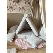 shumee Montessori udoben žametno siv mini igralni kavč