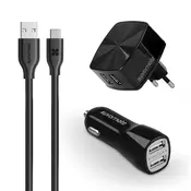 PROMATE uniCharger - GPS00727, Kit (kucni + auto punjac), USB Tip A, 5 V, 2.4 A