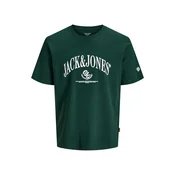 JACK & JONES Majica JORFREDERIKSBERG temno zelena/bela