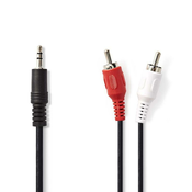 Nedis Stereo avdio kabel | 3,5 mm Hane | 2x RCA Hane | ponikljana | 1,50 m | Okrogla | Svart | Lada