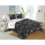 Bijelo-crni prekrivac za bracni krevet 140x220 cm Face - My House