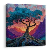 Slika drevo življenja ob sončnem zahodu - 40x40