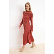 Trendyol Modest Ženska haljina Tctss26Db00005, Smeda