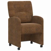 Vidaxl Jedilni stoli s kolesi s kolesi 2 szt. Rjava 57 x 67 x 95 cm
