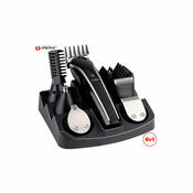 ALPINA 6v1 strižnik/prirezovalnik las in brade, brezžičen, polnilna baterija, priloženi nastavki, črn