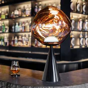 Tom Dixon LED namizna svetilka Melt Cone Fat, baker/črna, 47 cm - Dnevna soba/jedilnica - Dizajn - črna, bakrena - Kovina