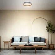 OSRAM LED-stropna svetilka ORBIS LARIOS, bela/lesena, O 29 cm, z možnostjo - Dnevna soba/jedilnica - Sodobni - bela, les - Kovina