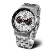 Muški vostok expedition north pole 1 chronograph beli srebrni sportsko elegantni rucni sad sa srebrnim metalnim kaišem ( 6s21/595a642n )