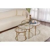 Hanah Home Set stolova za dnevnu sobu Aurum, 42x35x42cm, 60x39x60cm, 80x43x80cm, 3 komada, Zlatne boje