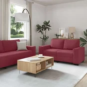 vidaXL 2-delni komplet sedežne garniture z blazinami vinsko rdeča tkanina