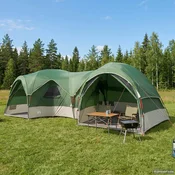vidaXL vidaXL Družinski šotor z dežno prevleko vodoodporen 5 oseba Zelena, (5000309395)