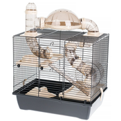 slomart Kletka za hrčka INTER-ZOO Rocky + Terrasse bež z opremo, dimenzije 550mm x 420mm x 290mm, za udobno bivanje vašega ljubljenčka