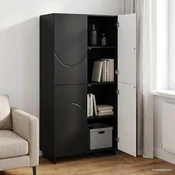 vidaXL Visoka komoda Črna 79 x 41 x 151 cm konstruiran les