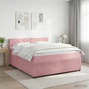 vidaXL Postelja boxspring z vzmetnico Roza 180 x 200 cm Žamet