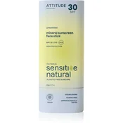 Attitude Sensitive Natural Face stick mineralna krema za sončenje v paličici za občutljivo kožo 20 g