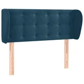 Vidaxl Vzglavje z ušesi temno modro 83x23x78/88 cm žamet