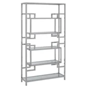 Casa Padrino shelf cabinet with glass shelves silver 100 x 30 x H. 180 cm - Bookcase - Living room cabinet - Office cabinet - Living room furniture - Office furniture - Luxury furniture