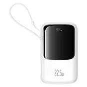 Baseus Qpow Pro+ power bank za brzo punjenje 10000 mAh, 22,5 W, s ugrađenim USB Type-C kabelom, bijela P10067101213-00