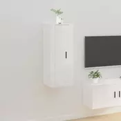 Vidaxl vidaXL Stenska TV omarica visok sijaj bela 40x34,5x100 cm