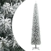 shumee vidaXL Ozko božično drevo na stojalu, prekrito s snegom, 300 cm, PVC