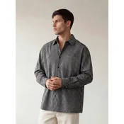 ARMIE Srajca The Carl Black Check Loose Shirt črna