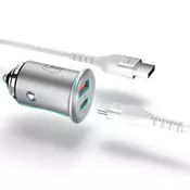 slomart Polnilnik za avto 3mk Hyper Car Charger 30W USB-C USB-A - srebrn