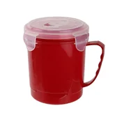 shumee VRČEK ZA JUHO 630 ml rdeč Z ROČAJEM IN POKROVOM