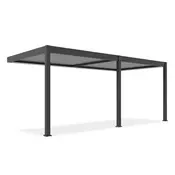 Bioklimatska pergola Antares — Stenska/3 x 6/Antracit - Svetlo siva/Električni motor in LED luči