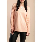 Plus size majica z okroglim ovratnikom, marelična