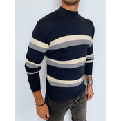 Mens striped turtleneck sweater, navy blue Dstreet