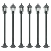 Vidaxl Vrtne ulične svetilke 6 kosov E27 110 cm aluminij temno zelene