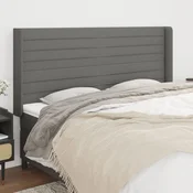 Vidaxl vidaXL Vzglavnik s krilci temno siv 183x16x118/128 cm blago