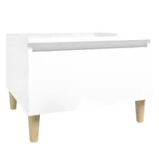 Vidaxl Stranska mizica visok sijaj bela 50x46x35 cm inženirski les